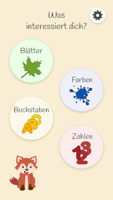 Foxy's Lernwelt category screen